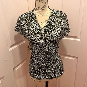 White House Black Market Leopard Ruffle top